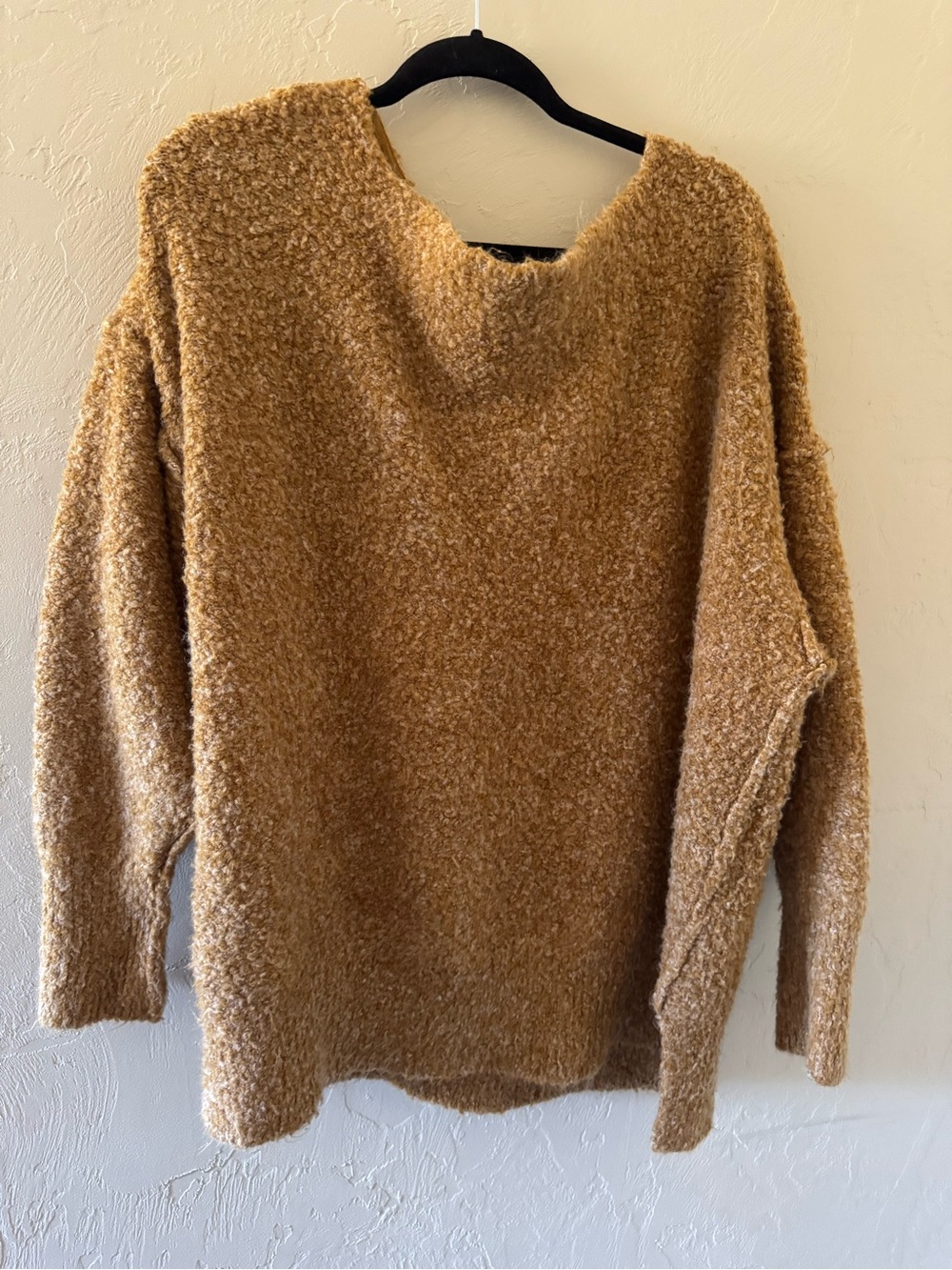 Free People Cozy Scoop Neck Plush Sweater in Camel